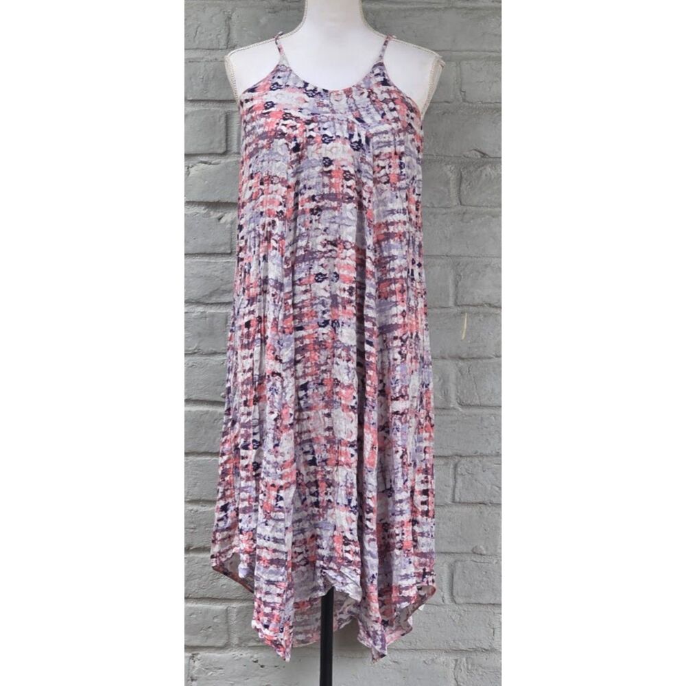 Hope & Harlow Purple Coral Abstract Tie Dye Hanky Hem Slip Dress Size 2